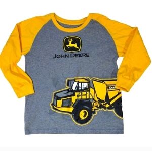 John Deere Kids' Gray and Yellow Long Sleeve Shirt